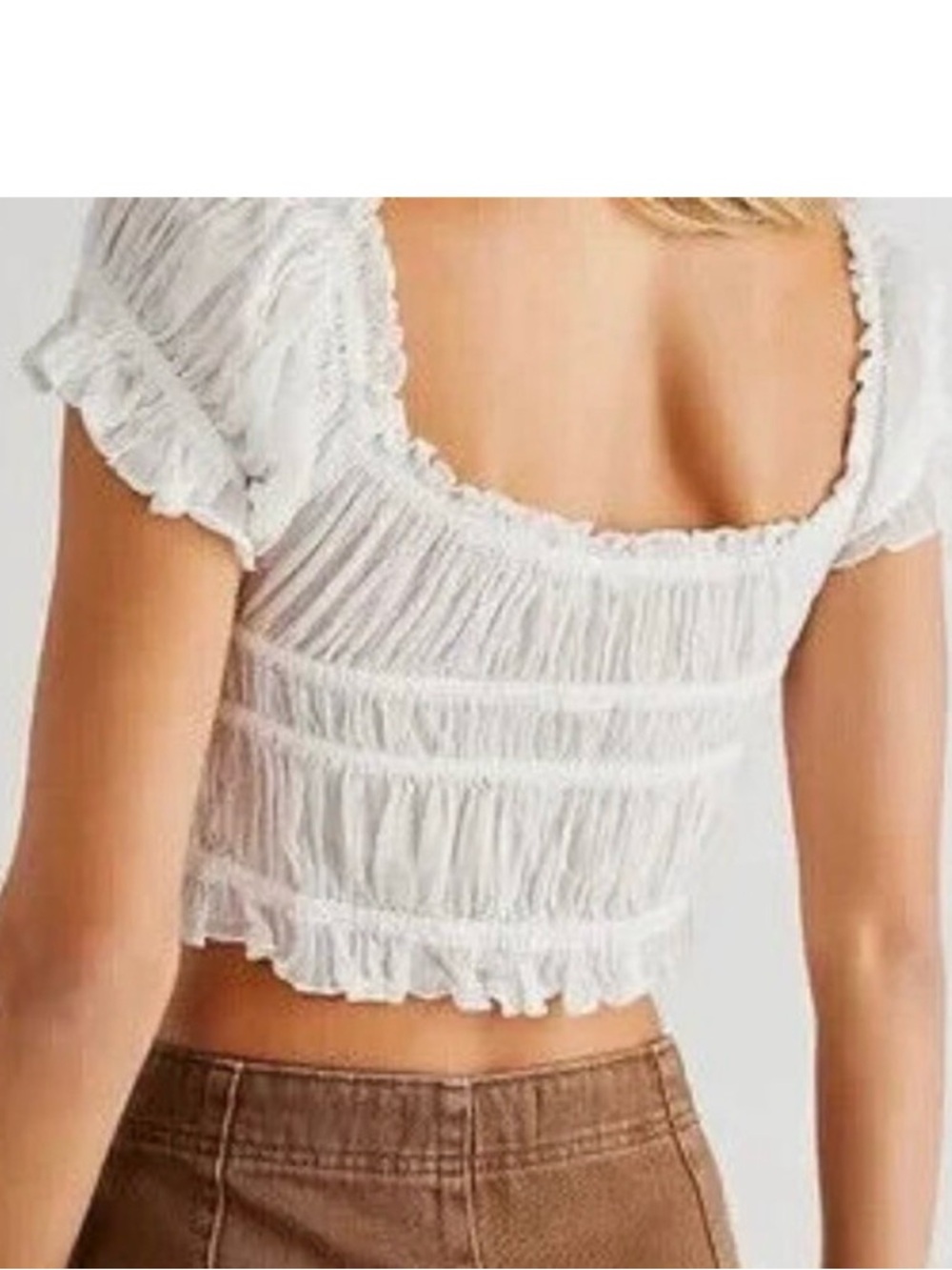 Free People Cheri Smocked Cotton Cottagecore Lightweight Top Size XS/S - Picture 4 of 9